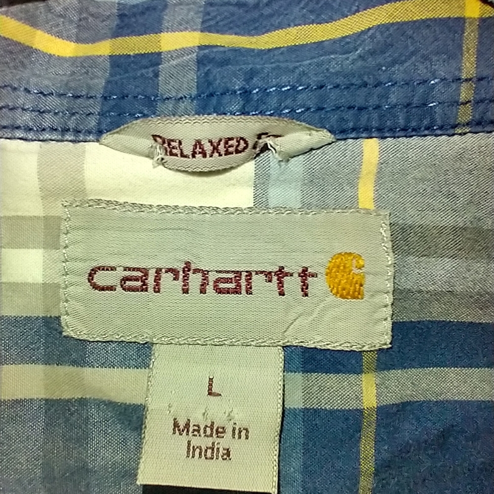 Carhartt Relaxed Fit Plaid Short Sleeve Button Down Shirt Men's sz Large - Picture 5 of 5